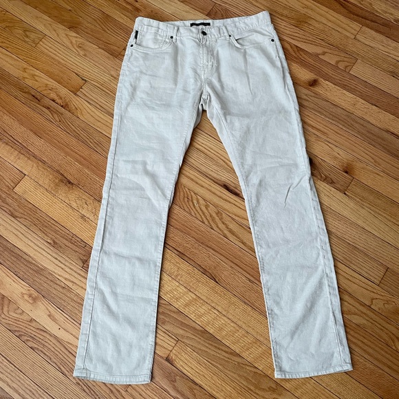 John Varvatos Linen coastal Casual Work minimalist slim relax pants skinny 34
